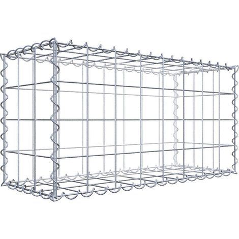 Gabion 80 cm x 40 cm x 30 cm – Mailles 10 x 10 cm – Construction en fil de fer galvanisé – Résistance à la corrosion – Montage rapide avec spirales – Gabiondeco (1/8)