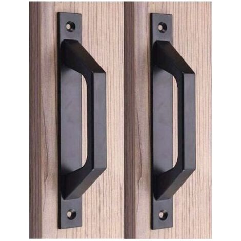 Bohrer-Set, Holzgriff, Scheunentürgriff, Aluminium-Schiebetürgriff, schwarz, 20 x 2,5 x 4,7 cm (1/5)