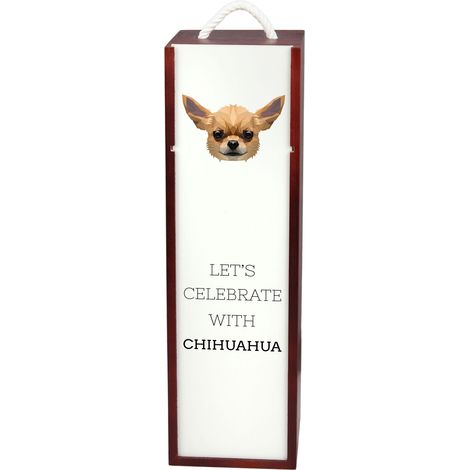 Chihuahua de pelo corto: caja de vino geométrica con foto e inscripción de Art-Dog (1/5)