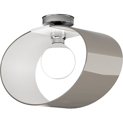 Plafoniera Moderna Lap Metallo Bianco E Vetro Tortora 1 Luce E27 42Cm (1/4)