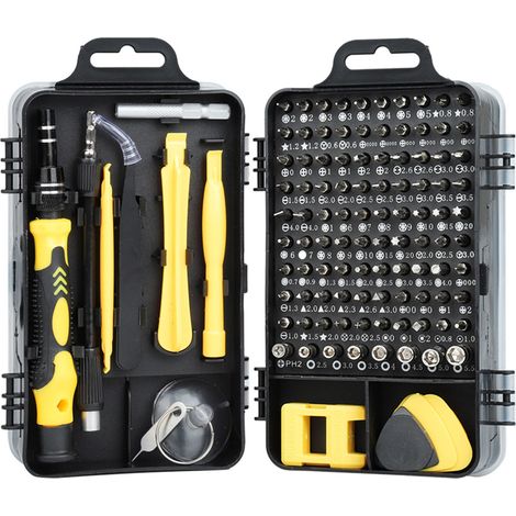 Kit tournevis en acier au carbone, jaune, outils électroniques polyvalents pour réparation de montres et téléphones (1/5)
