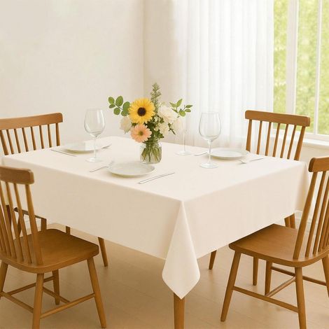 Abwischbare Tischdecke 150x180cm Rechteckig Beige Wasserdicht & Pflegeleicht