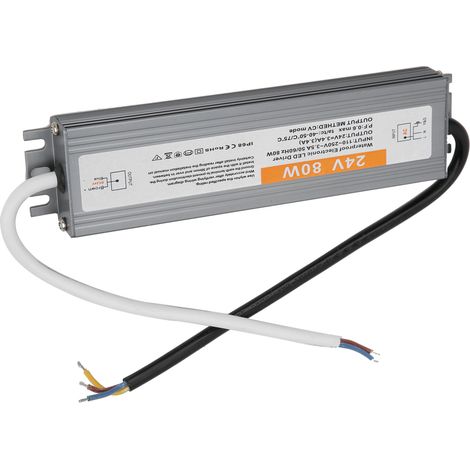 Alimentation LED étanche 80W, ultra-mince 24V DC, pour éclairage intérieur et extérieur, 110-250V AC. (1/5)