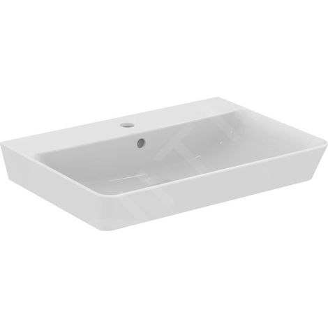 Ideal Standard Connect Air - Lavabo Cube 650x460x160 mm, avec déversoir, ouverture pour mitigeur, avec Ideal Plus, blanc E0297MA (1/5)