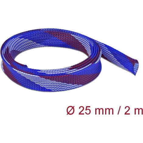 Delock Funda trenzada estirable 2 m x 25 mm, color azul-rojo-blanco
