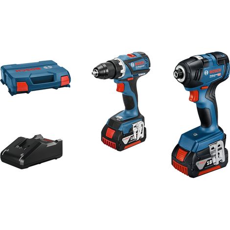 visseuse à chocs sans-fil GDR 18V-200 + perceuse-visseuse sans-fil GSR 18V-60 (avec 2 batteries GBA 18V 5.0Ah, chargeur rapide GAL 18V-40, L-Case) (1/2)