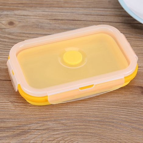 Boîte à lunch pliable en silicone jaune de 500 ml (1/5)
