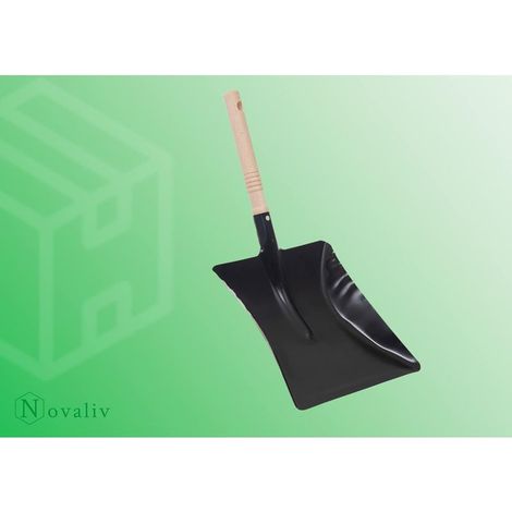 2 pelles à poussière en métal noir avec manche en bois, pelle en tôle, pelle à sable, pelle à cendres, pelle à poêle (Pelle à poussière noire, 2) (1/5)