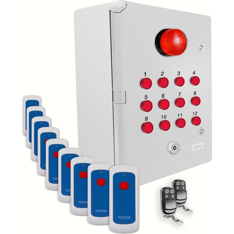 Système d'identification d'alerte sans-fil 900m - 9 boutons / Sirène / Flash / LEDs / Télécommandes d'arrêt (DA600+) (1/5)