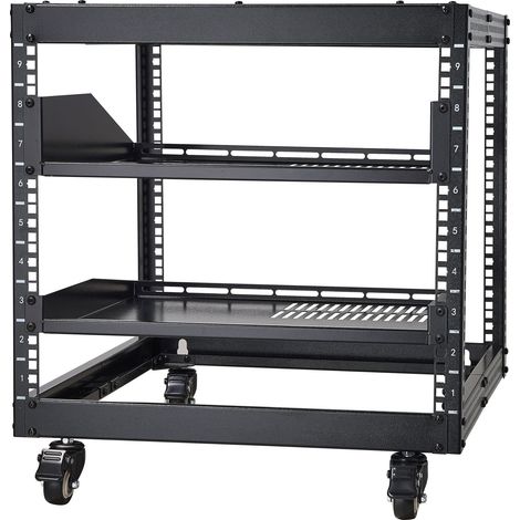 Rack serveur 9U à 4 montants structure ouverte, armoire réseau profondeur réglable 58,4-101,6 cm (1/5)