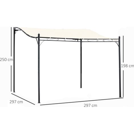 Pergola pavillon en métal crème 297x297cm, abri pour jardin