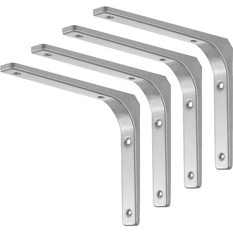 Équerres de fixation murales 4 pièces, supports d'étagère robustes en angle, 150x200 mm, avec vis, pour étagères suspendues lourdes (1/5)