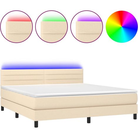 Maison Exclusive - Boxspringbett mit Matratze & LED Creme 180x200