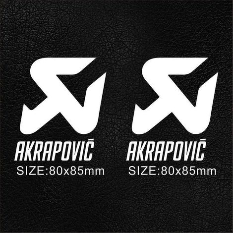 paire d'autocollants Akrapovic en vinyle pour pot d'échappement, silencieux, embout, réservoir, casque, logo. Couleur : Blanc. (1/4)