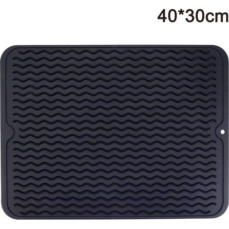 Tapis Egouttoir Vaisselle - Silicone Alimentaire - 40 x 30 cm - Antidérapant Résistant Chaleur - Séchage Rapide - Lave-Vaisselle - 1 Pièce (1/5)