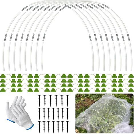 [NON UTILIZZATO] Set di 90 cerchi per serre a tunnel, kit di cerchi da giardino con guanti, per la protezione dal gelo invernale