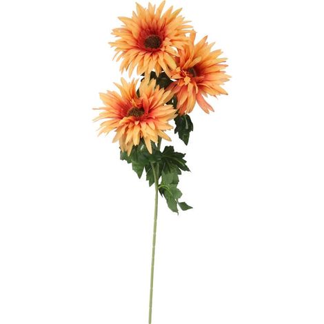 Ramo con tre gerbere artificiali di colore giallo scuro, 80 cm (1/3)