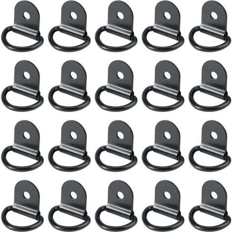 20 pièces Anneaux D'arrimage,Anneaux d'arrimage,Anneau Arrimage Iron,remorque d'anneau Montage d, Anneau d arrimage Rond pour Pliable avec Verrouillage de Charge dans Les Voitures(36 x 25 mm, Noir) (1/5)
