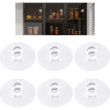 6 Boutons de Tiroir Autocollants  Acrylique sans Perçage, Parfait pour Meubles, Fenêtres, Placards et Cuisine