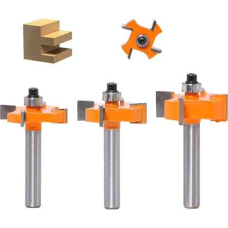 Fraise à rainurer et languette – Lame en T à 4 billes et queue de 8 mm – outil de découpe pour le bois, idéal pour la fabrication de portes, tables, étagères, murs et plus encore. (1/5)