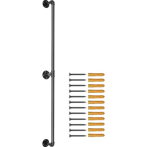 Garde-corps d'escalier en tube d'acier, 213,4 cm, capacité 199,6 kg, avec supports muraux, coins arrondis, pour usage industriel. (1/5)