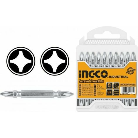 SET 10 pz BIT PH2 magnetico INGCO 65 mm. per elettroutensili trapano avvitatore