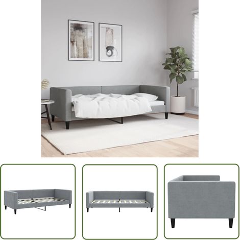 The Living Store Tagesbett Hellgrau 90x190 cm Stoff - Schlafsofa - Gästebett - Bettgestell - Boxspringbett - Polstermöbel (1/5)