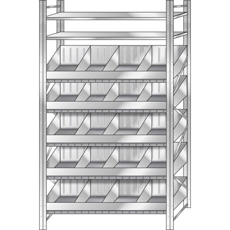 BRB Schüttgutregal, 5 Ebenen, 20 Schüttfächer, 2 Fachböden, glanzverzinkt, BxTxH 1290x525x2500 mm (1/2)