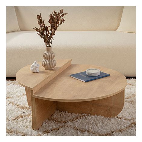 Ensemble de 2 tables basses design 90x90x35 cm décor chêne - TEONA (1/10)