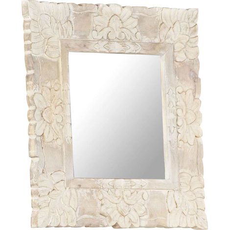 Maison Exclusive - Spiegel Weiß 50x50 cm Mango Massivholz (1/5)