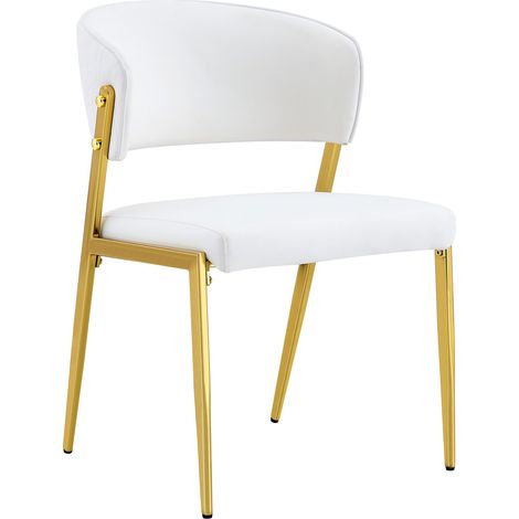Set di 2 sedie da pranzo imbottite in PU con struttura metallica e schienale ergonomico (1/5)