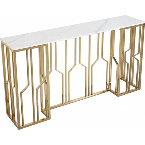 Console effet marbre blanc structure métal dore 120x40x78 cm PORTOFINO (1/5)