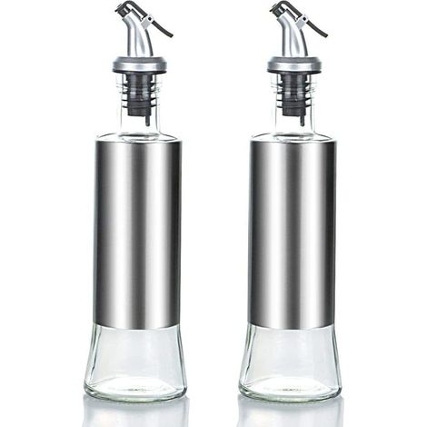 1 Distributeur huile, bec verseur automatique, acier inoxydable, verre sans plomb, cuisine maison (1/5)