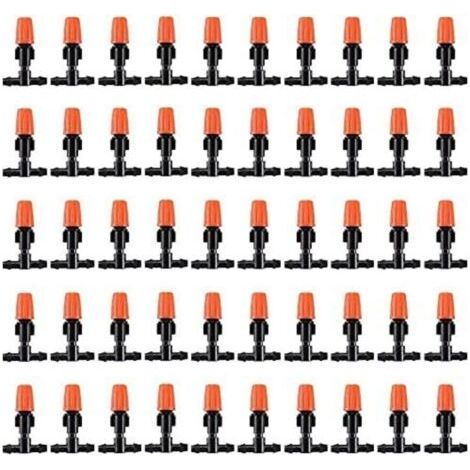 100pcs goutteurs d'irrigation à débit réglable Micro Spray, têtes de brumisateur d'irrigation goutte à goutte réglables pour jardin (1/4)