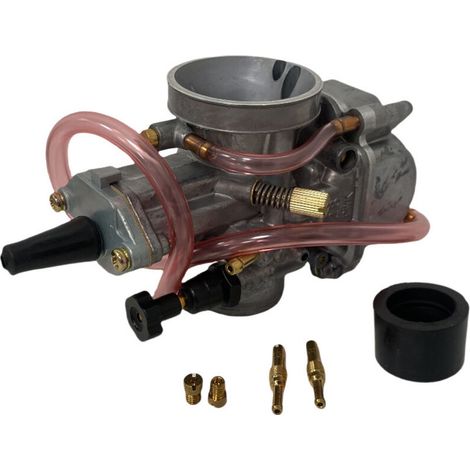 Carburateur moto PWK28mm YZ85, compatible avec les moteurs Yamaha YZ80, YZ100 et YZ125. Conception à entrée d'air plate pour une admission d'air optimale.