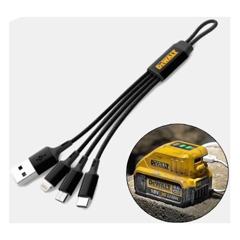 Dewalt 3 in 1 Multi Head USB Charger Charging Cable iPhone Android Micro USB Car (1/3)
