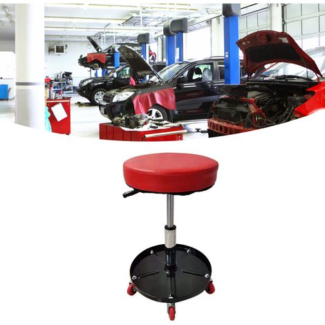 (Exclusivité Asie du Sud-Est) Tabouret de réparation automobile rond, tabouret de travail relevable à ressort avec plateau à outils, tabouret multifonctionnel (1/5)