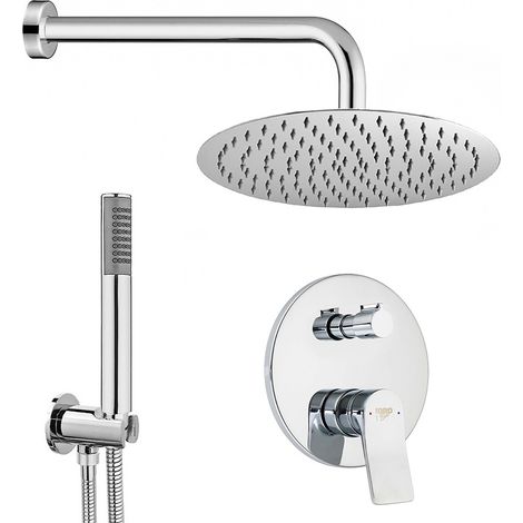 Set doccia incasso con braccio soffione e kit doccino acciaio cromo linea Sound (1/5)