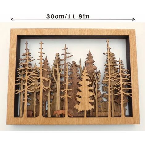 Quadro decorativo in legno - Ciondolo in legno - Decorazione da parete per soggiorno, ufficio, casa, ristorante, albero (1/4)