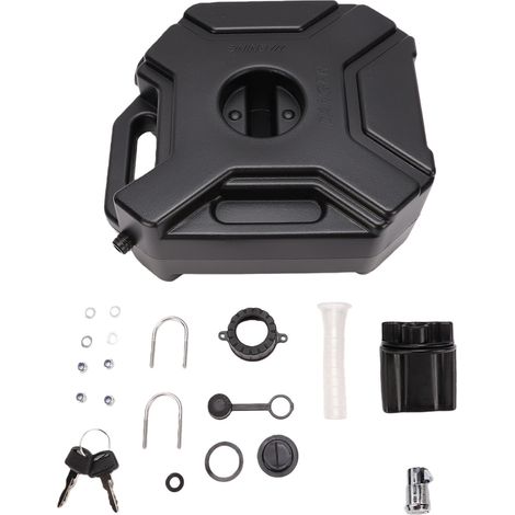 Serbatoio da 5 litri con staffa di montaggio con chiusura di sicurezza, sistema di bloccaggio, contenitore universale per moto, auto, SUV, ATV. (1/4)