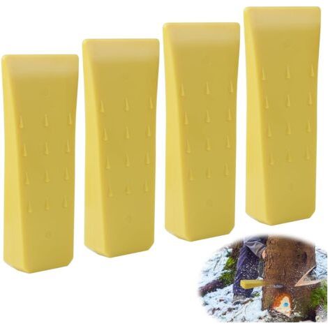 4 Pièces D'Abattage pour Tronçonneuse, Coin Abattage ABS Plastique, Cale Dabattage pour l'Abattage Contrôlé des Arbres, 15.26.62.5cm Coins D'Arbres(Jaune)