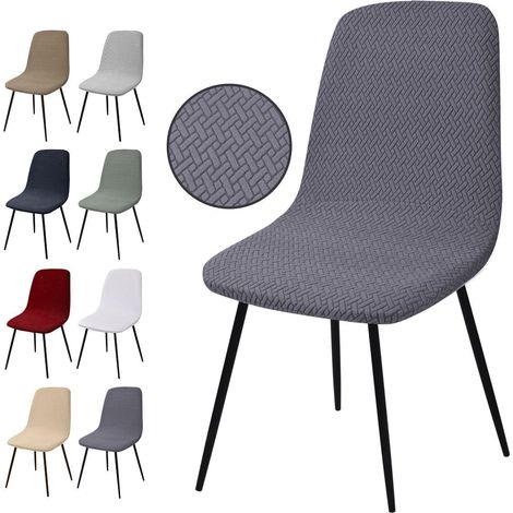 Stuhlhussen 4er Set Jacquard Stretch für Esszimmerstühle, Grau (1/5)