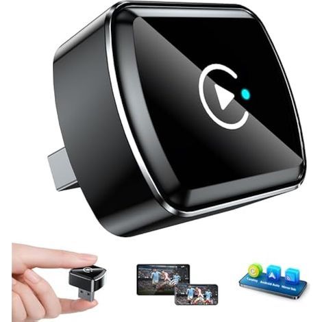 4-en-1 Adaptateur CarPlay Android Auto sans Fil pour CarPlay Filaire avec Ultra Mini, USB-C/A, Plug and Play, Double WiFi Bluetooth 5.0 sans Latence Compatible iOS 10+/Android 11+ (1/3)