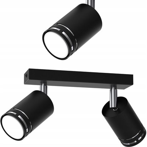 Deckenleuchte, schwarz verchromt, beweglicher LED-GU10-Spot, polnische Lampe (1/5)