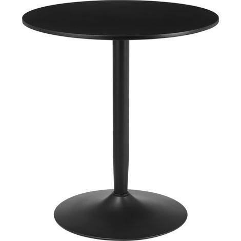 Mesa de comedor redonda negra Ø70 cm con base de acero y patas antideslizantes (1/5)