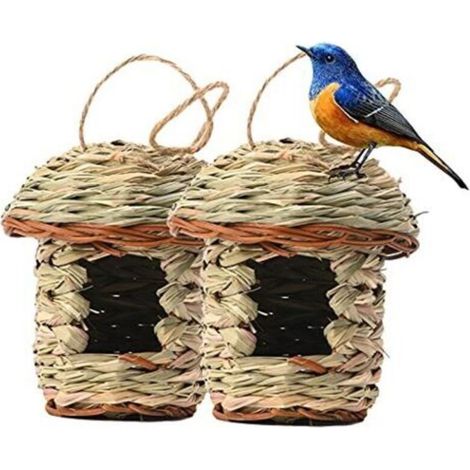 Nichoir Oiseaux Exterieur Suspendue, Nichoirs Tissés à La Main en Fibre Naturelle Voliere Oiseaux, Oiseaux Accessoires, pour Canary Livre Oiseaux Horloge Oiseaux Millet Oiseaux (2 Pièces) (1/5)