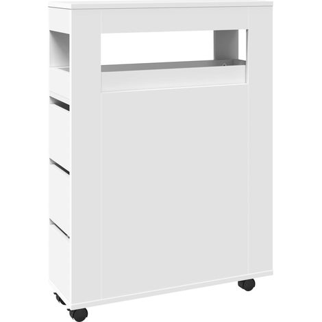 Maison Exclusive - Mobile da Bagno Stretto con Ruote Bianco in Truciolato