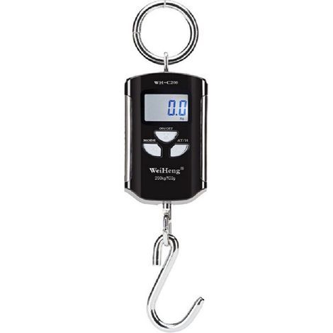 Tragbare elektronische Kranwaage, Gepäckwaage, präziser Messbereich 200 kg/100 g, robuster Edelstahlhaken – schwarz (1/5)