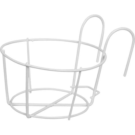 Panier Suspendu En Fer - Support Pour Pot De Fleurs Ronde - Pour Balcon Clôture Jardin Terrasse - Blanc - Diamètre 12 cm (1/5)