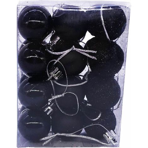 Boules De Noël - Décoration Arbre De Noël Suspendue Noir - Pour Intérieur Et Extérieur - Lot De 12 (1/5)